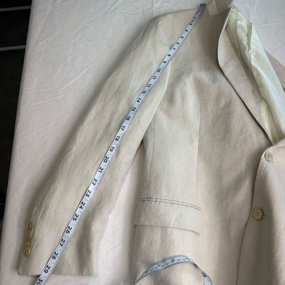 Lauren Ralph Lauren 100% Linen Cream Blazer Men’s 42L Two Buttons Pockets - Picture 10 of 10